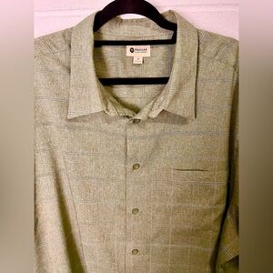 Haggar Men's Olive Green Plaid Button-Up Shirt 3XL